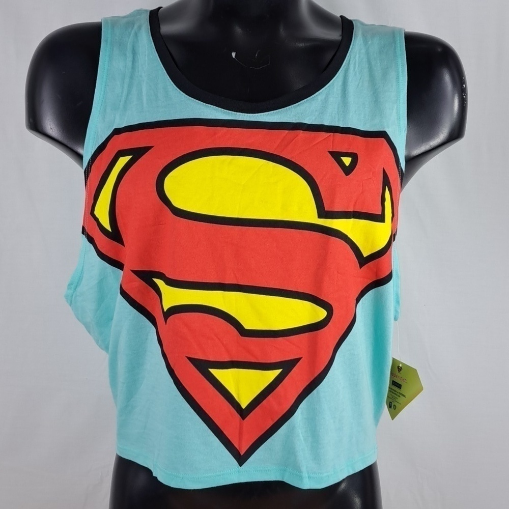 NWT Women's LG DC Comics Superman big logo LG casual summer tank top shirt